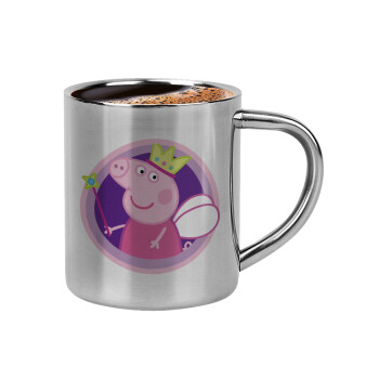 Peppa pig Queen, Double-wall metal cup for espresso (220ml)