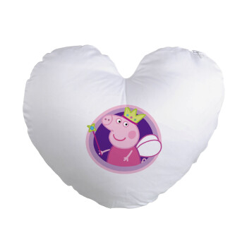 Peppa pig Queen, Μαξιλάρι καναπέ καρδιά 40x40cm περιέχεται το  γέμισμα