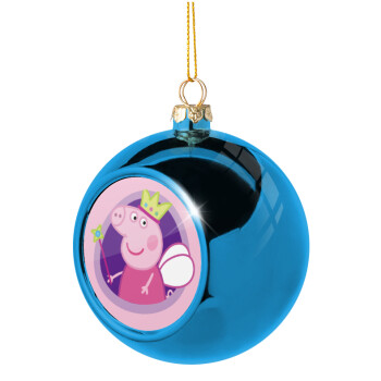 Peppa pig Queen, Χριστουγεννιάτικη μπάλα δένδρου Μπλε 8cm