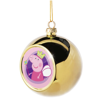 Peppa pig Queen, Χριστουγεννιάτικη μπάλα δένδρου Χρυσή 8cm
