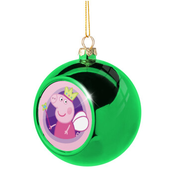 Peppa pig Queen, Χριστουγεννιάτικη μπάλα δένδρου Πράσινη 8cm