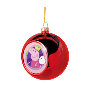 Peppa pig Queen, Χριστουγεννιάτικη μπάλα δένδρου Κόκκινη 8cm