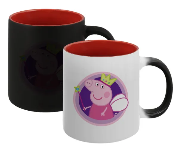 Peppa pig Queen — Κούπα Μαγική εσωτερικό κόκκινο, κεραμική, 330ml που αλλάζει χρώμα με το ζεστό ρόφημα