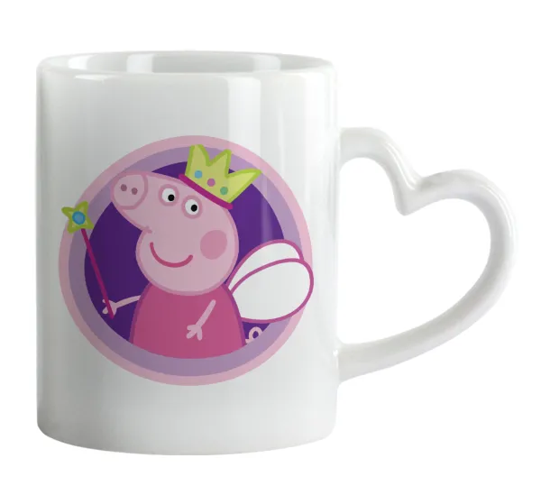 Peppa pig Queen — Mug heart handle, ceramic, 330ml