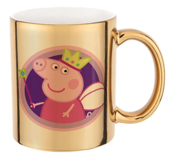 Peppa pig Queen — Mug ceramic, gold mirror, 330ml
