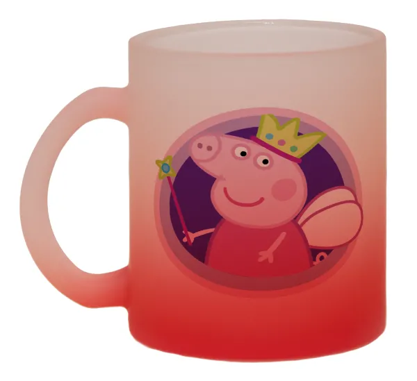 Peppa pig Queen — Κούπα γυάλινη δίχρωμη με βάση το κόκκινο ματ, 330ml