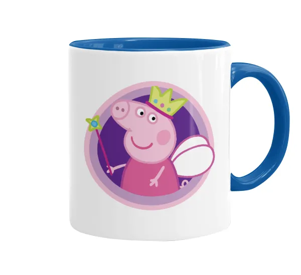 Peppa pig Queen — Κούπα χρωματιστή μπλε, κεραμική, 330ml