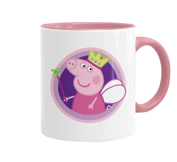 Peppa pig Queen — Κούπα χρωματιστή ροζ, κεραμική, 330ml