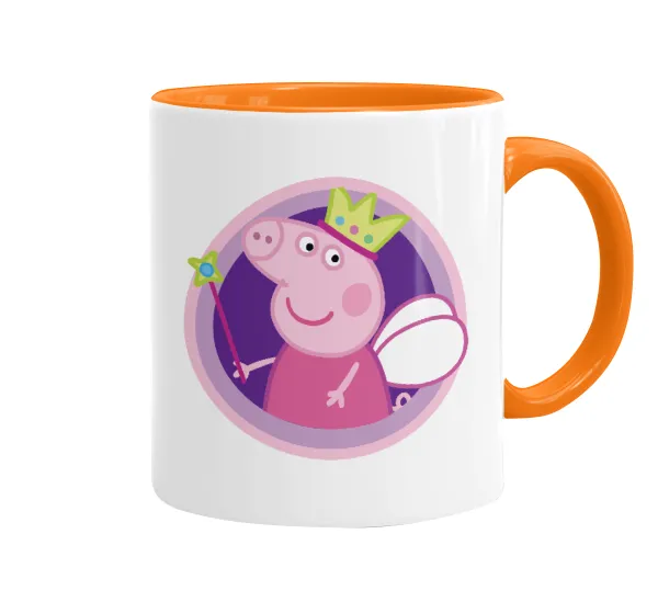 Peppa pig Queen — Κούπα χρωματιστή πορτοκαλί, κεραμική, 330ml