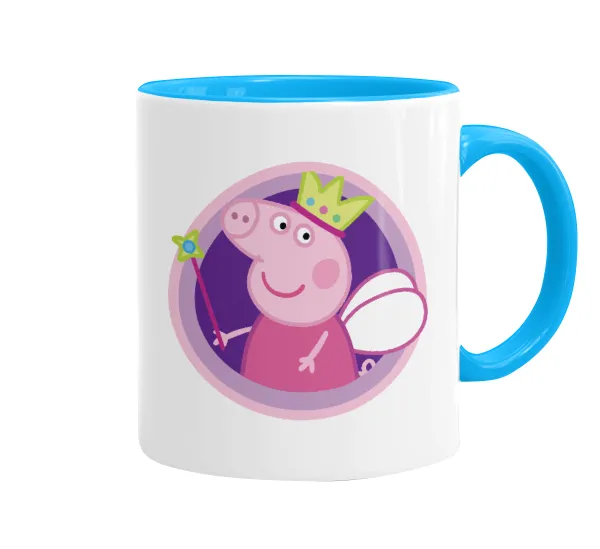 Peppa pig Queen — Κούπα χρωματιστή γαλάζια, κεραμική, 330ml