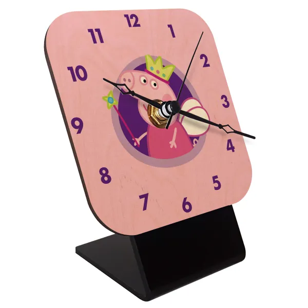 Peppa pig Queen — Επιτραπέζιο ρολόι σε φυσικό ξύλο (10cm)