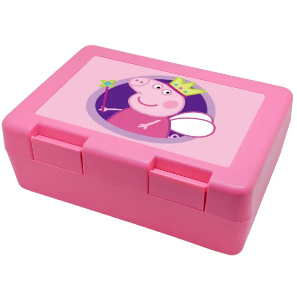 Peppa pig Queen — Παιδικό δοχείο κολατσιού ΡΟΖ 185x128x65mm (BPA free πλαστικό)