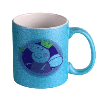 Peppa pig Queen, Κούπα Σιέλ Glitter που γυαλίζει, κεραμική, 330ml