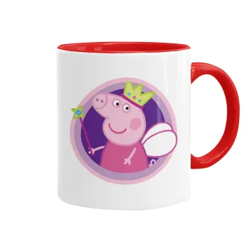 Peppa pig Queen, Κούπα χρωματιστή κόκκινη, κεραμική, 330ml