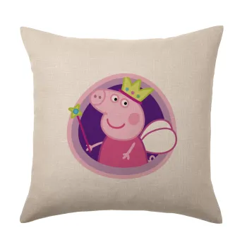 Peppa pig Queen, Μαξιλάρι καναπέ ΛΙΝΟ 40x40cm περιέχεται το  γέμισμα
