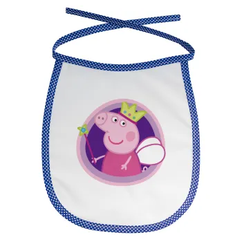 Peppa pig Queen, Σαλιάρα μωρού αλέκιαστη με κορδόνι Μπλε