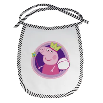 Peppa pig Queen, Σαλιάρα μωρού αλέκιαστη με κορδόνι Μαύρη