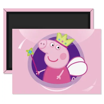 Peppa pig Queen, Ορθογώνιο μαγνητάκι ψυγείου διάστασης 9x6cm