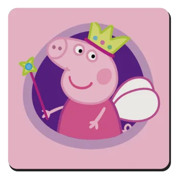 Peppa pig Queen, Τετράγωνο μαγνητάκι ξύλινο 9x9cm