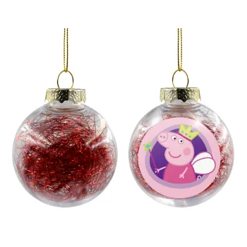 Peppa pig Queen, Transparent Christmas tree ball ornament with red filling 8cm