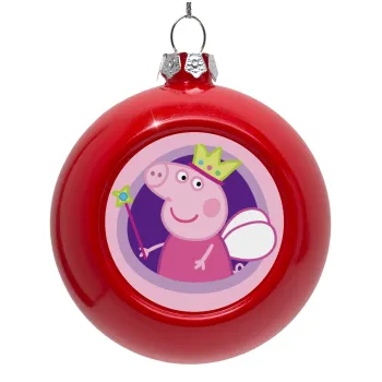 Peppa pig Queen, Στολίδι Χριστουγεννιάτικη μπάλα δένδρου Κόκκινη 8cm