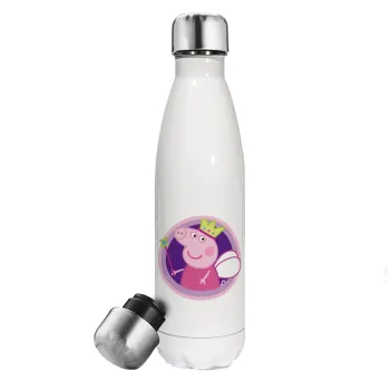 Peppa pig Queen, Metal mug thermos White (Stainless steel), double wall, 500ml