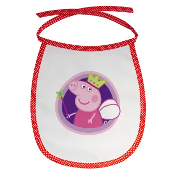 Peppa pig Queen, Σαλιάρα μωρού αλέκιαστη με κορδόνι Κόκκινη