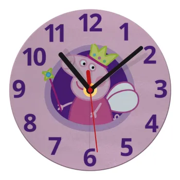 Peppa pig Queen, Ρολόι τοίχου γυάλινο (20cm)