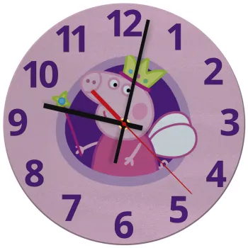 Peppa pig Queen, Ρολόι τοίχου γυάλινο (30cm)