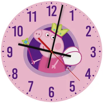 Peppa pig Queen, Ρολόι τοίχου ξύλινο (30cm)