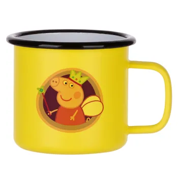Peppa pig Queen, Κούπα Μεταλλική εμαγιέ ΜΑΤ Κίτρινη 360ml