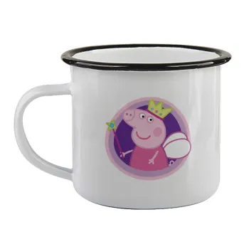 Peppa pig Queen, Κούπα εμαγιέ με μαύρο χείλος 360ml