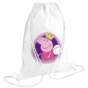 Peppa pig Queen, Backpack pouch GYMBAG white (28x40cm)
