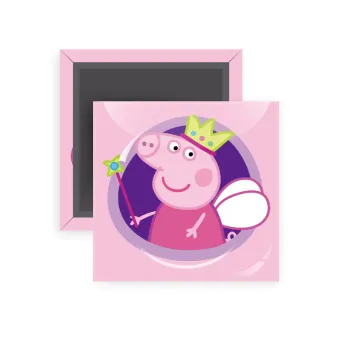 Peppa pig Queen, Μαγνητάκι ψυγείου τετράγωνο διάστασης 5x5cm
