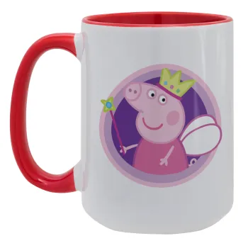 Peppa pig Queen, Κούπα Mega 15oz, κεραμική Κόκκινη, 450ml