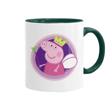 Peppa pig Queen, Κούπα χρωματιστή πράσινη, κεραμική, 330ml