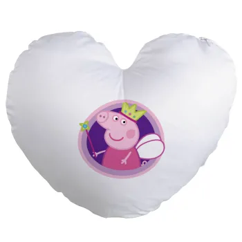 Peppa pig Queen, Μαξιλάρι καναπέ καρδιά 40x40cm περιέχεται το  γέμισμα