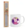 Easter Set, Ceramic Cup (330ml) & Easter aromatic flat candle (30cm) (GRAY)
