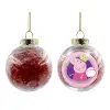 Transparent Christmas tree ball ornament with red filling 8cm