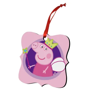 Peppa pig Queen, Christmas ornament polygon wooden 7.5cm