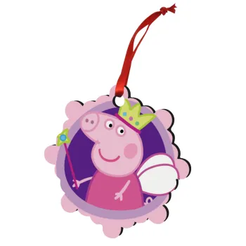 Peppa pig Queen, Στολίδι Χριστουγεννιάτικο στολίδι snowflake ξύλινο 7.5cm