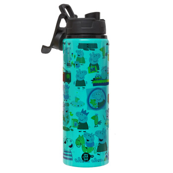 Peppa pig Characters, Metallic water bottle with safety lid, 850ml aluminum