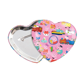 Peppa pig Characters, Κονκάρδα παραμάνα καρδιά (57x52mm)