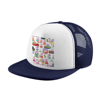Peppa pig Characters, Καπέλο παιδικό Soft Trucker με Δίχτυ Dark Blue/White 