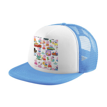 Peppa pig Characters, Καπέλο παιδικό Soft Trucker με Δίχτυ Γαλάζιο/Λευκό