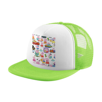 Peppa pig Characters, Καπέλο παιδικό Soft Trucker με Δίχτυ Πράσινο/Λευκό