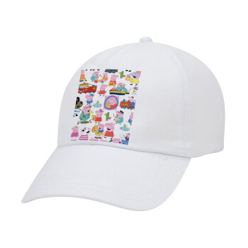Peppa pig Characters, Καπέλο Baseball Λευκό (5-φύλλο, unisex)