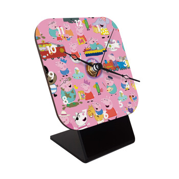 Peppa pig Characters, Quartz Wooden table clock with hands (10cm)