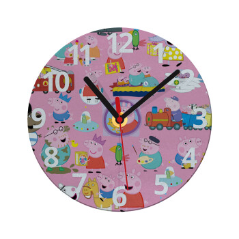 Peppa pig Characters, Ρολόι τοίχου γυάλινο (20cm)