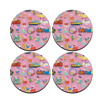 Peppa pig Characters, SET of 4 round wooden coasters (9cm)